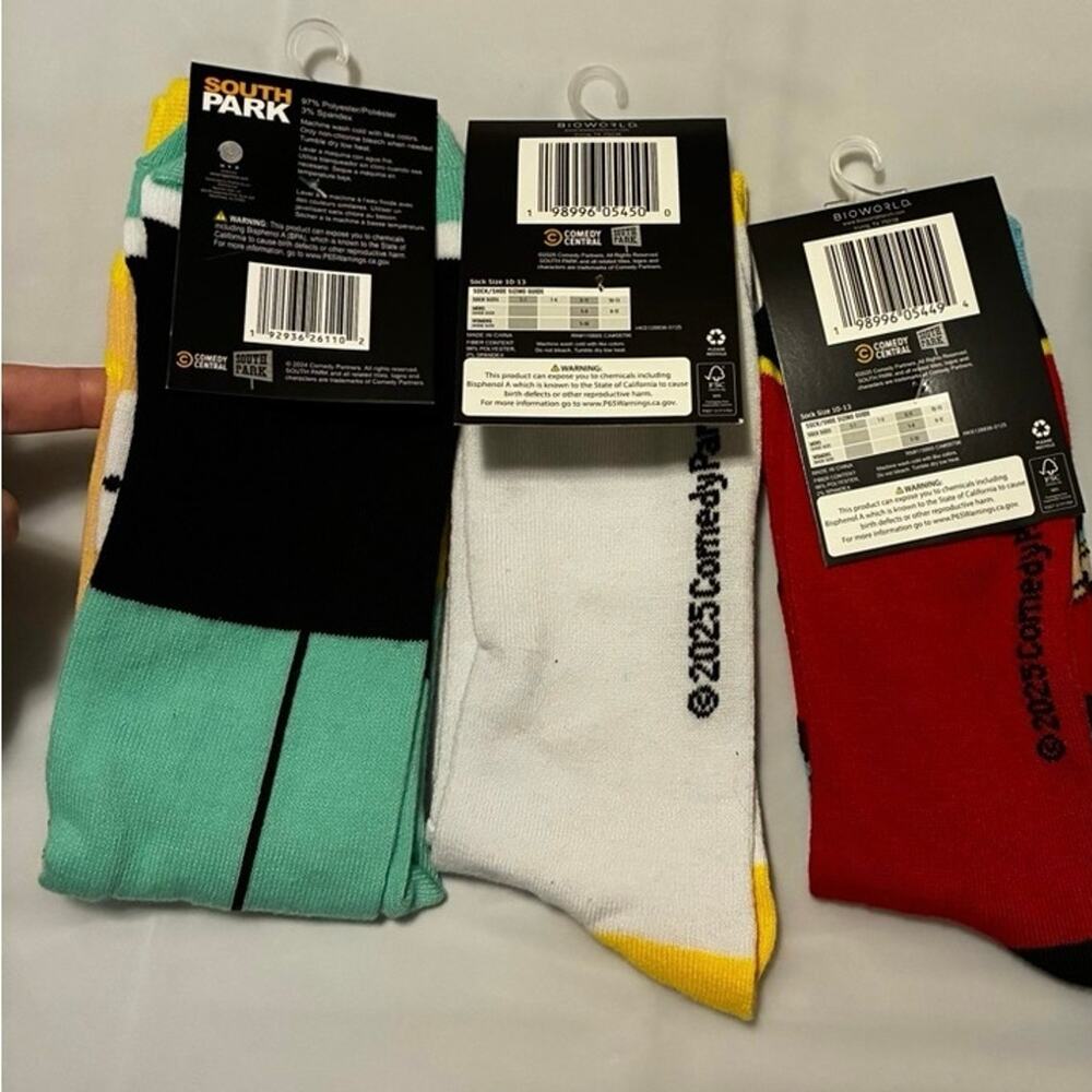South Park Cartman Butters Comedy Central Novelty Crew Socks Bundle 3 - Picture 3 of 7